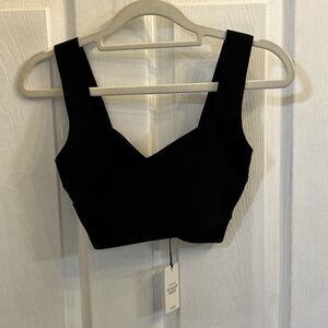 Babaton Sculpt Knit Greek Crop Tank Top Black Ribbed Criss Cross Cropped Size XS